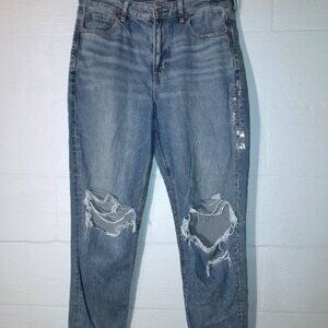NWT American Eagle Jeans AE Strigid Mom Jean Ripped Distressed Women's Sz 10 Reg